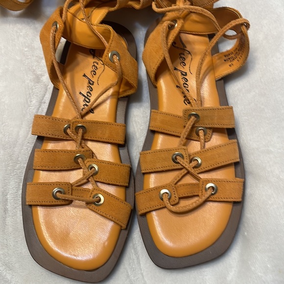 New WO Tags Free People Sun Chaser Tall Gladiator Sandals Sz:38 MSRP:$178 Orange - Picture 8 of 11
